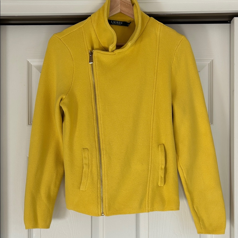 Lauren Ralph Lauren Women's Asymmetrical Zip Jacket Size Petit Large Preppy